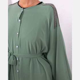 فستان شيفون ناعم ~ طويل وواسع الأكمام (ID-00954)