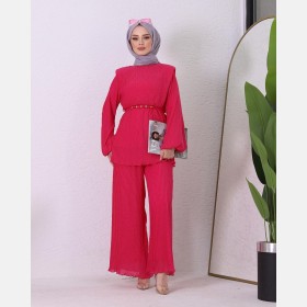 طقم رسمي صيفي ساده ~ جورجيت مبطّن (TSU-0634)